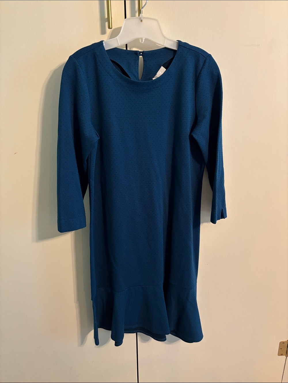 J. Jill Teal Long-Sleeve Ruffle Hem Dress